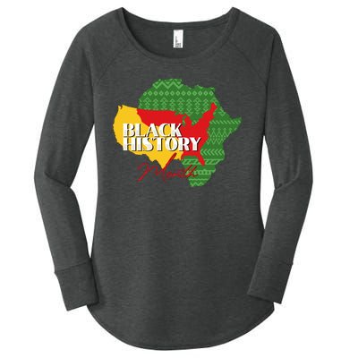 Black History Month Flag Map Women's Perfect Tri Tunic Long Sleeve Shirt