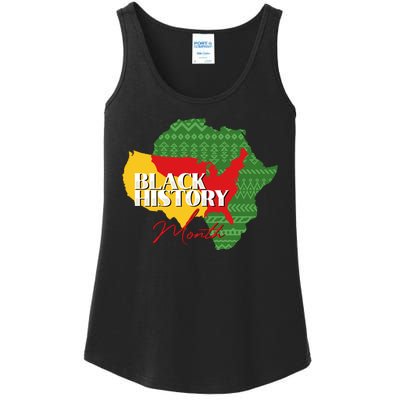 Black History Month Flag Map Ladies Essential Tank