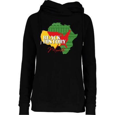 Black History Month Flag Map Womens Funnel Neck Pullover Hood