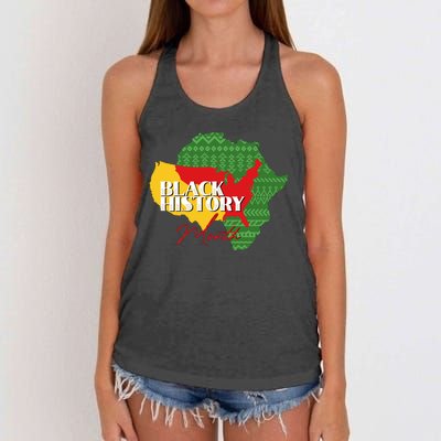 Black History Month Flag Map Women's Knotted Racerback Tank