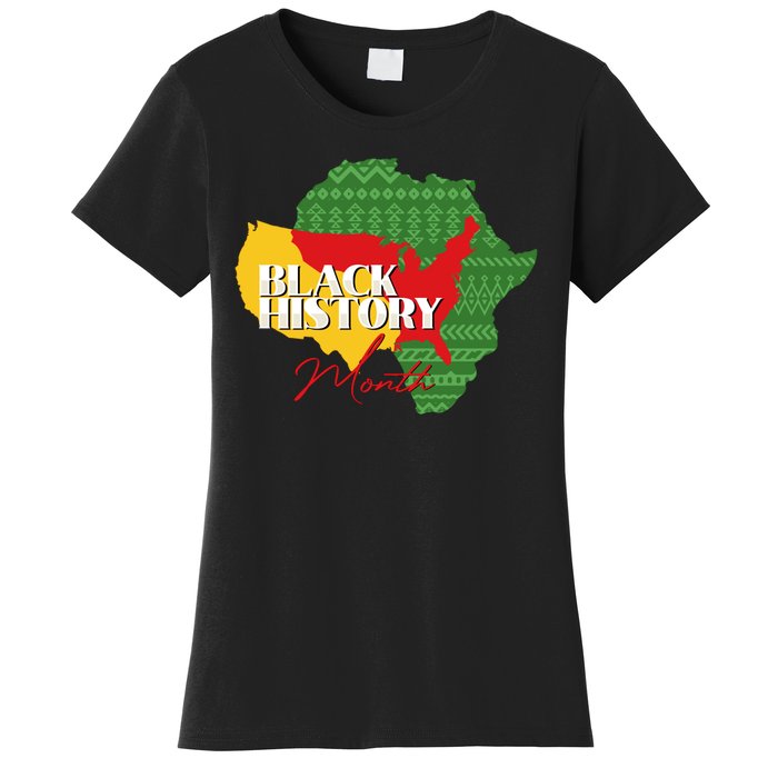 Black History Month Flag Map Women's T-Shirt