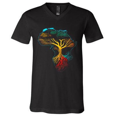 Black History Month African American Ancestors' Roots V-Neck T-Shirt