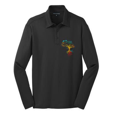 Black History Month African American Ancestors' Roots Silk Touch Performance Long Sleeve Polo