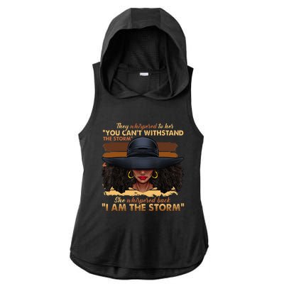 Black History Month African Woman Afro I Am The Storm Ladies PosiCharge Tri-Blend Wicking Draft Hoodie Tank