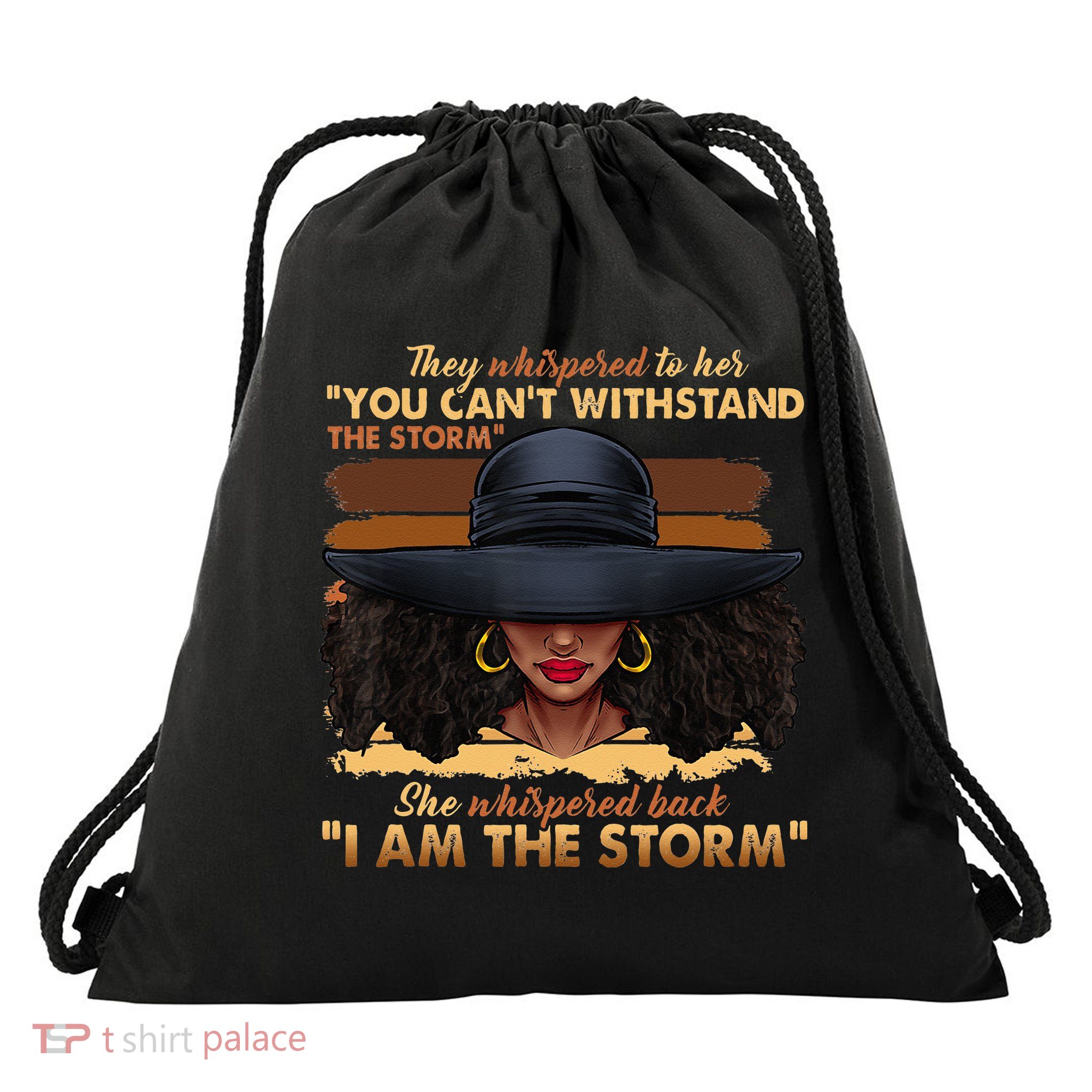 Black History Month African Woman Afro I Am The Storm Drawstring Bag