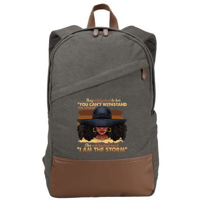 Black History Month African Woman Afro I Am The Storm Cotton Canvas Backpack