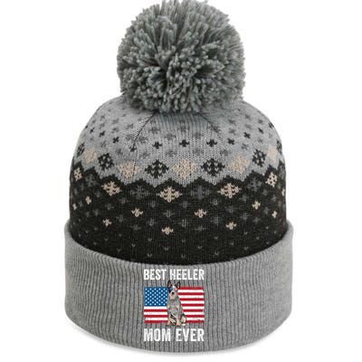 Blue Heeler Mom Australian Cattle Dog Lover American Flag Funny Gift The Baniff Cuffed Pom Beanie