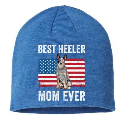 Blue Heeler Mom Australian Cattle Dog Lover American Flag Funny Gift Sustainable Beanie