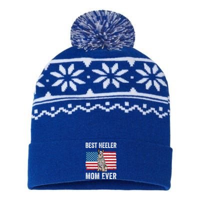 Blue Heeler Mom Australian Cattle Dog Lover American Flag Funny Gift USA-Made Snowflake Beanie