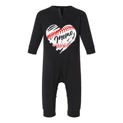 Baseball Heart Momo Mom Mother's Day Gift Infant Fleece One Piece