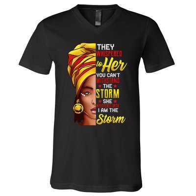 Black History Month African Woman Afro I Am The Storm V-Neck T-Shirt