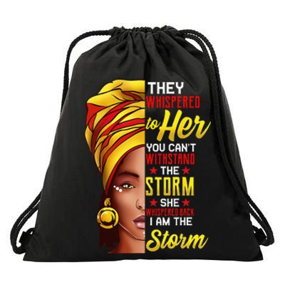 Black History Month African Woman Afro I Am The Storm Drawstring Bag