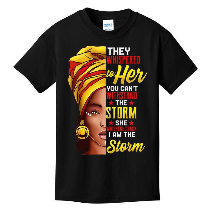 Black History Month African Woman Afro I Am The Storm Kids T-Shirt