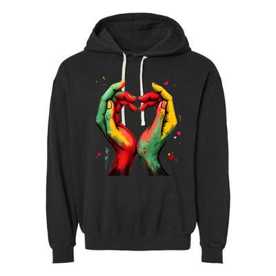 Black History Month Heart African American Black Red Green Garment-Dyed Fleece Hoodie