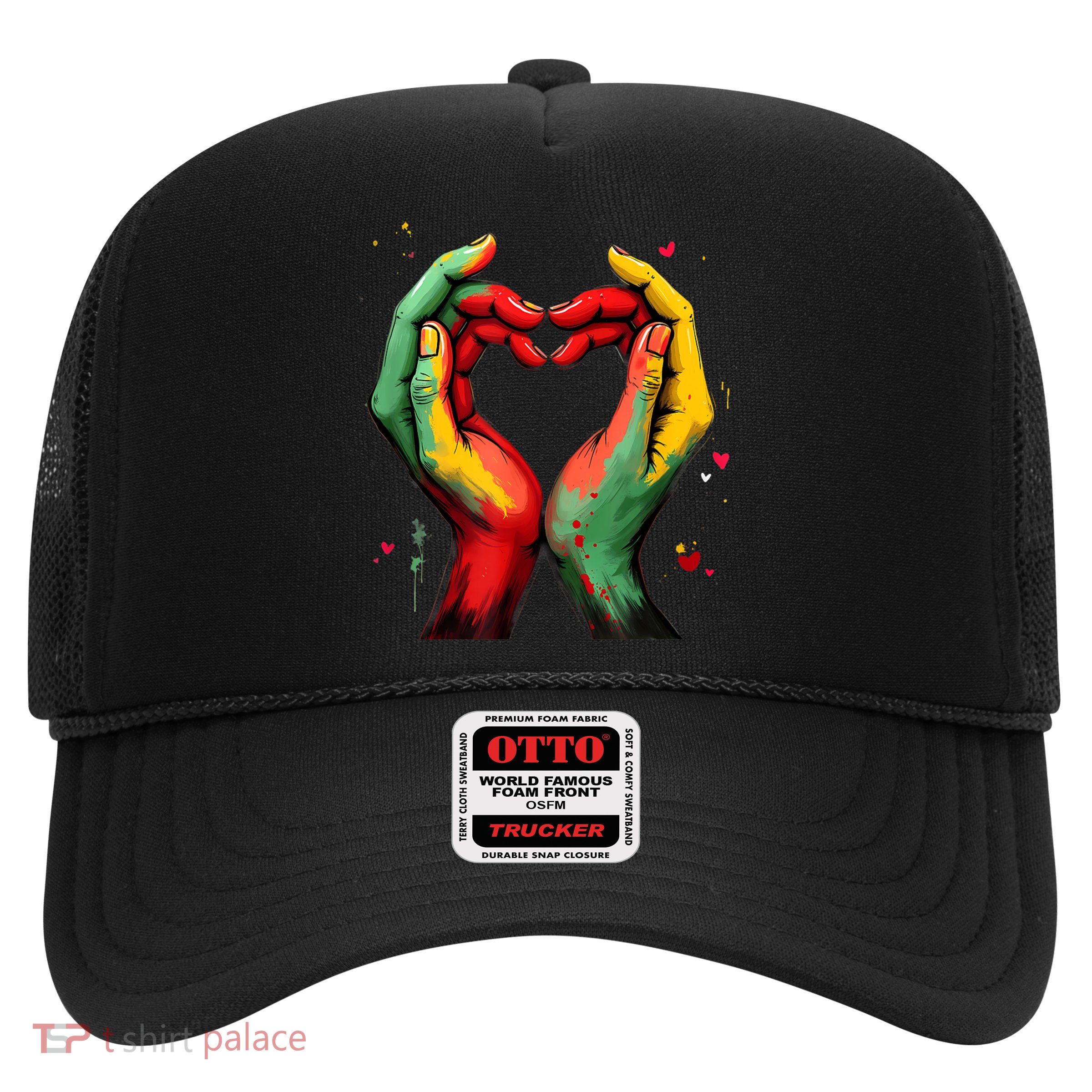 Black History Month Heart African American Black Red Green Trucker Hat
