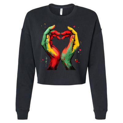 Black History Month Heart African American Black Red Green Cropped Pullover Crew