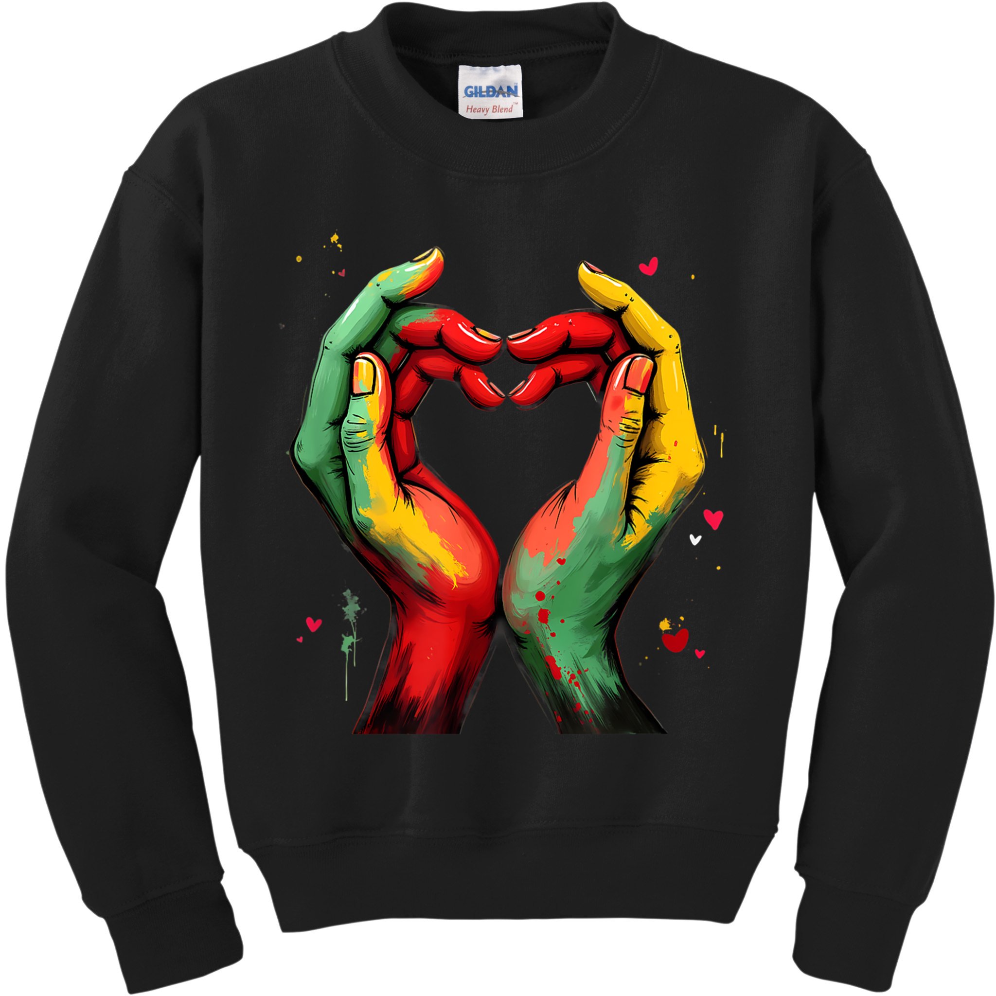Black History Month Heart African American Black Red Green Kids Sweatshirt