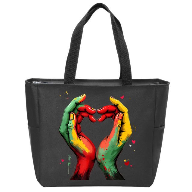 Black History Month Heart African American Black Red Green Zip Tote Bag