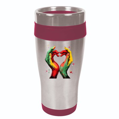Black History Month Heart African American Black Red Green 16oz Travel Tumbler