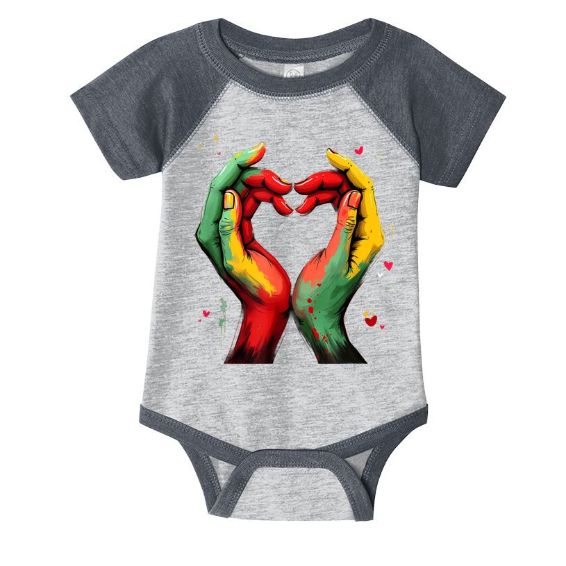 Black History Month Heart African American Black Red Green Infant Baby Jersey Bodysuit