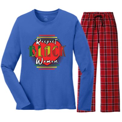 Black History Month Respect Black Trendy Graphic Gift Women's Long Sleeve Flannel Pajama Set 