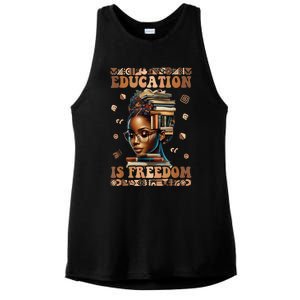 Black History Month Education Is Freedom Teacher Ladies PosiCharge Tri-Blend Wicking Tank