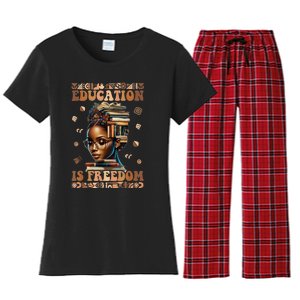 Black History Month Education Is Freedom Teacher Women's Flannel Pajama Set