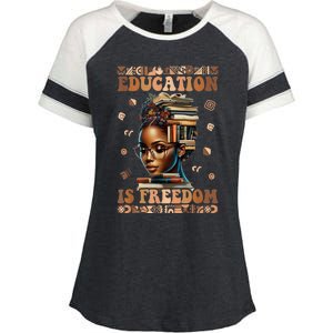 Black History Month Education Is Freedom Teacher Enza Ladies Jersey Colorblock Tee