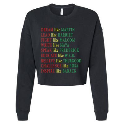 Black History Malcolm Martin Harriet Maya Rosa Barack Cropped Pullover Crew