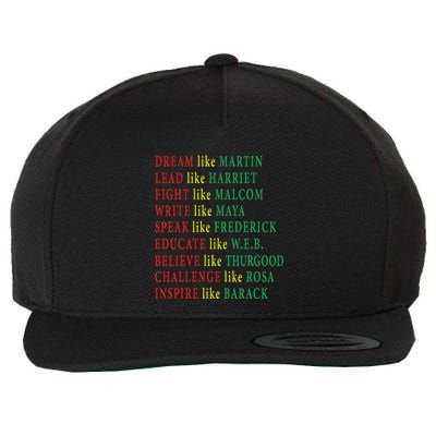 Black History Malcolm Martin Harriet Maya Rosa Barack Wool Snapback Cap