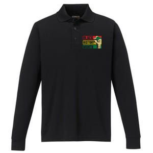 Black History Month Gift African Pride Melanin Freedom Performance Long Sleeve Polo