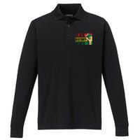 Black History Month Gift African Pride Melanin Freedom Performance Long Sleeve Polo