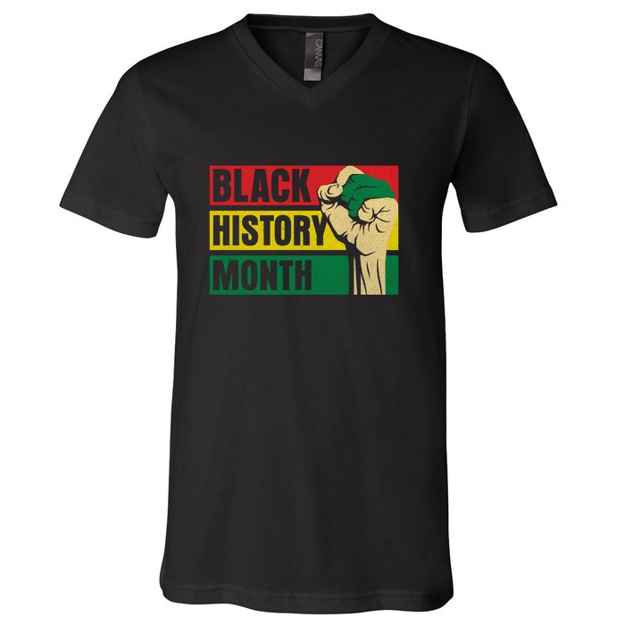 Black History Month Gift African Pride Melanin Freedom V-Neck T-Shirt