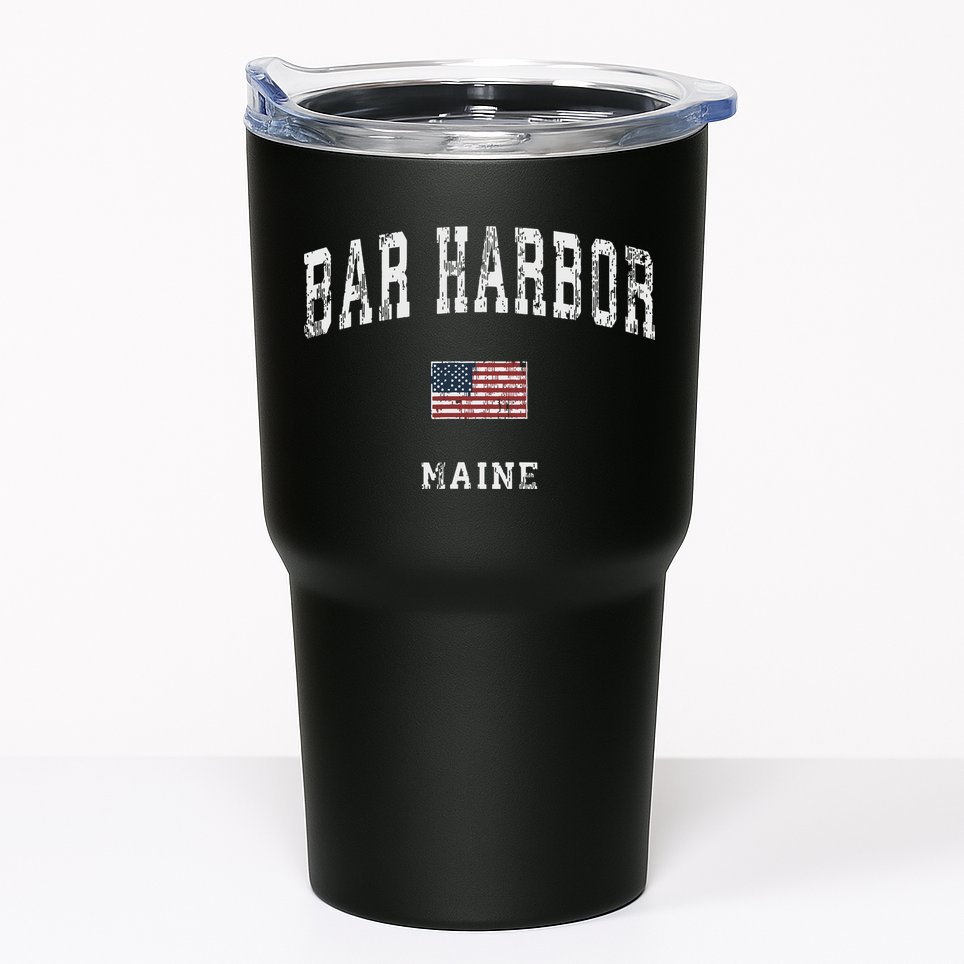 Bar Harbor Maine Me Vintage American Flag Sports Design Tumbler