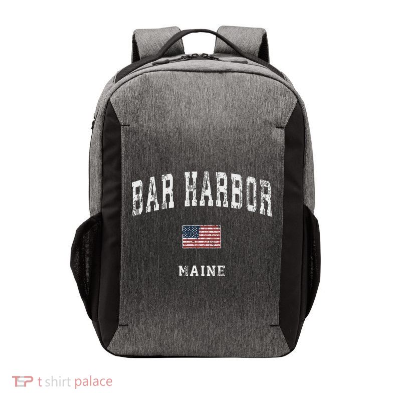 Bar Harbor Maine Me Vintage American Flag Sports Design Vector Backpack