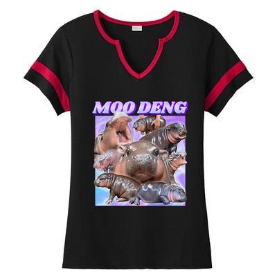 Baby Hippo Moo Deng Ladies Halftime Notch Neck Tee