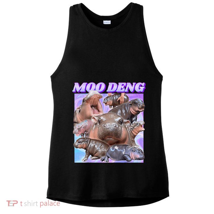 Baby Hippo Moo Deng Ladies PosiCharge Tri-Blend Wicking Tank