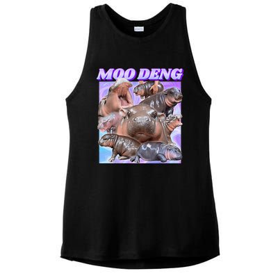 Baby Hippo Moo Deng Ladies PosiCharge Tri-Blend Wicking Tank