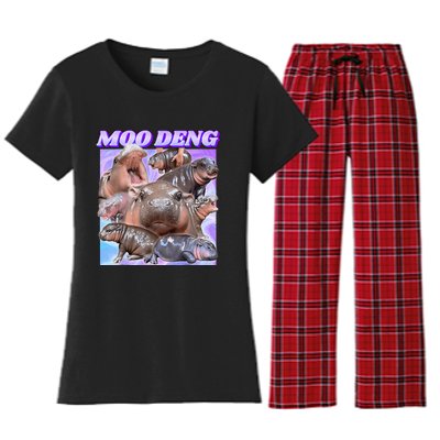 Baby Hippo Moo Deng Women's Flannel Pajama Set