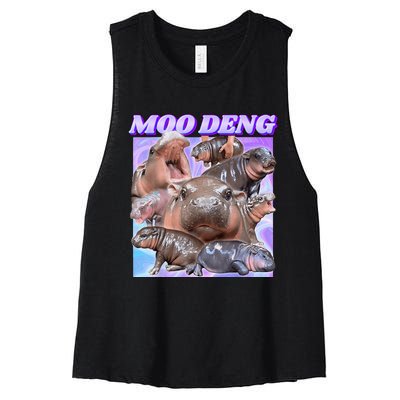 Baby Hippo Moo Deng Women's Racerback Cropped Tank