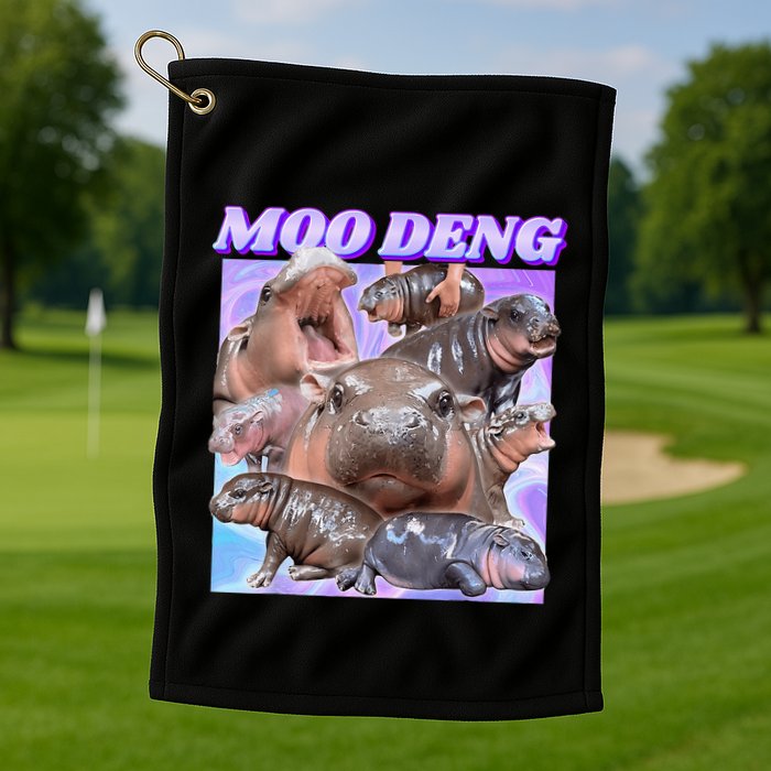 Baby Hippo Moo Deng Golf Towel