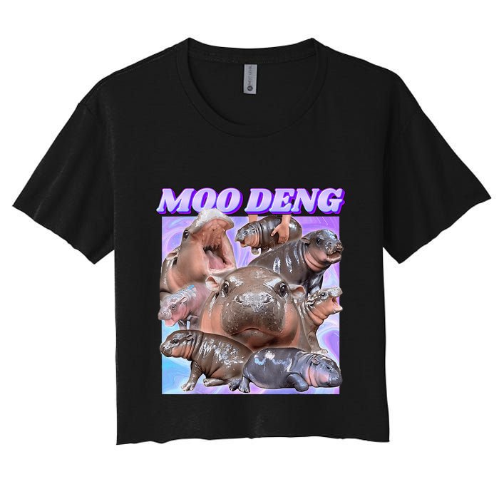 Baby Hippo Moo Deng Women's Crop Top Tee