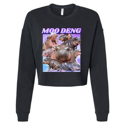 Baby Hippo Moo Deng Cropped Pullover Crew