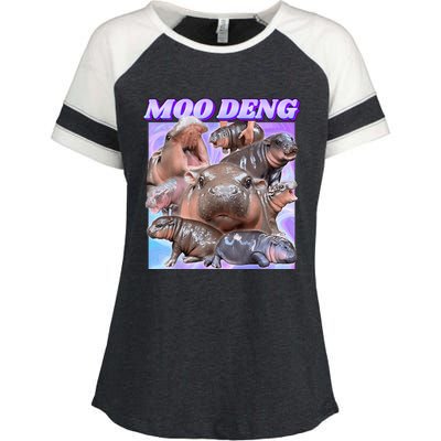 Baby Hippo Moo Deng Enza Ladies Jersey Colorblock Tee