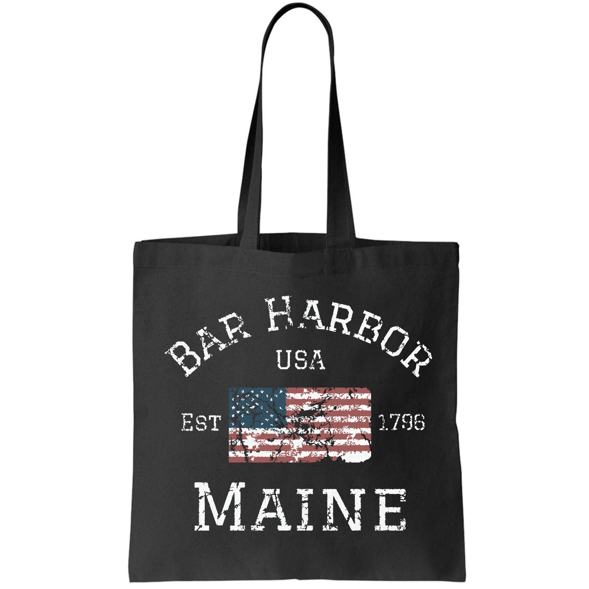 Bar Harbor Maine Usa American Flag Established Me Vintage Bag