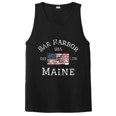Bar Harbor Maine Usa American Flag Established Me Vintage PosiCharge Competitor Tank