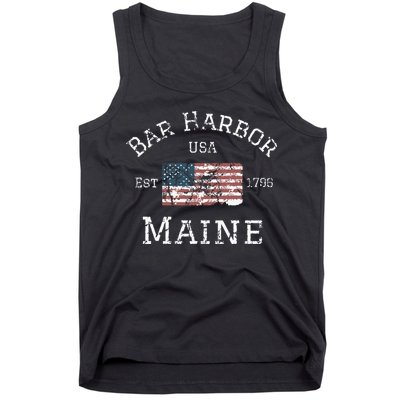 Bar Harbor Maine Usa American Flag Established Me Vintage Tank Top