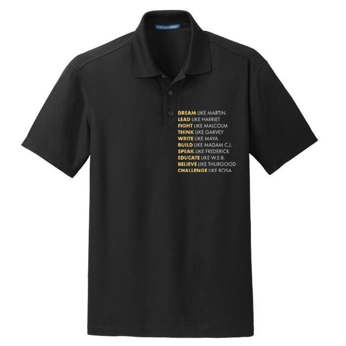 Black History Month Shirts Black History Dream Like Martin Dry Zone Grid Polo