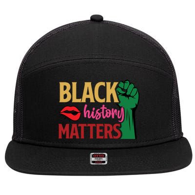 Black History Matters For Black History Month Gift 7 Panel Mesh Trucker Snapback Hat