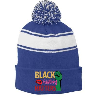 Black History Matters For Black History Month Gift Stripe Pom Pom Beanie